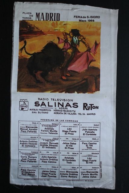 Cartel de toros de Madrid. Feria de S. Isidro Mayo 1966.