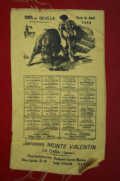 Cartel de toros de Sevilla en seda