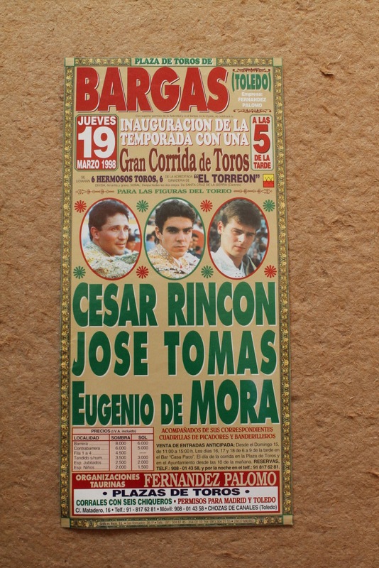 Cartel de toros de Bargas. (Toledo). 19 de marzo de 1998.