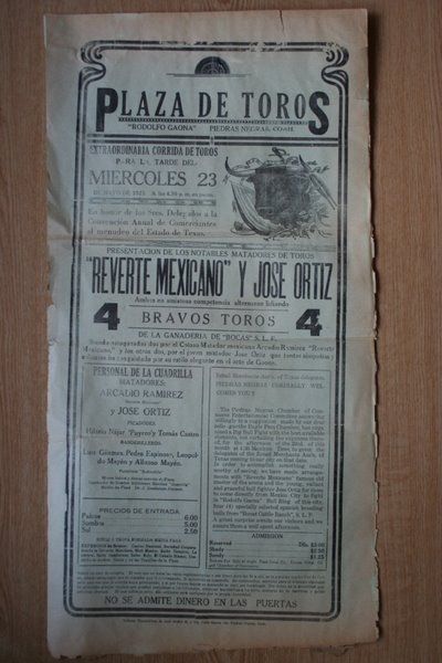 Cartel de toros de México. Piedras Negras.