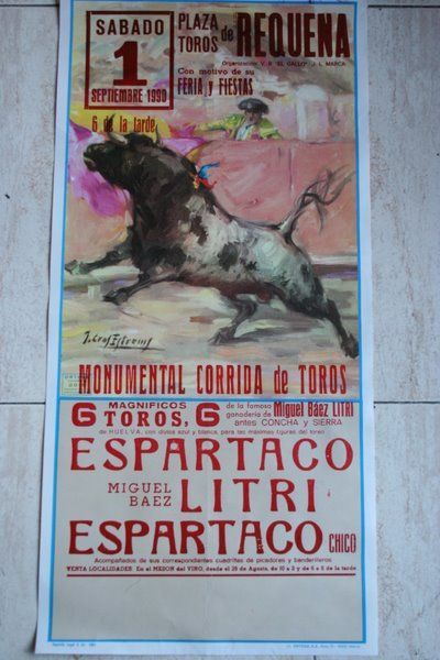 Cartel de toros de Requena. 1 de septiembre de 1990.