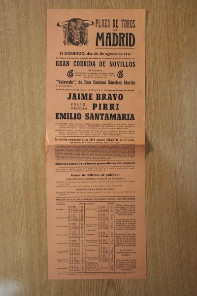 Cartel de toros de Madrid.