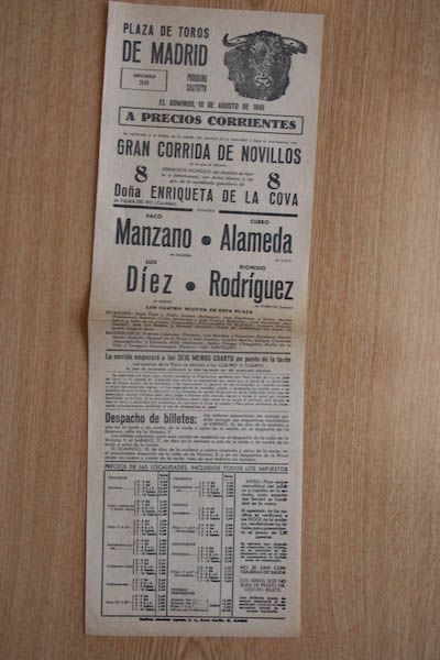 Cartel de toros de Madrid.
