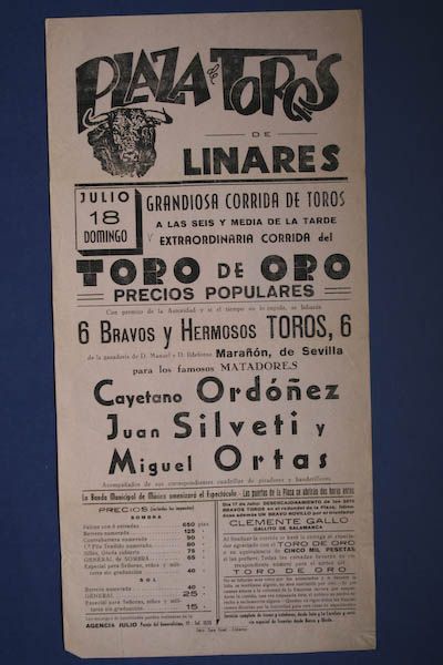 Cartel de toros de Linares