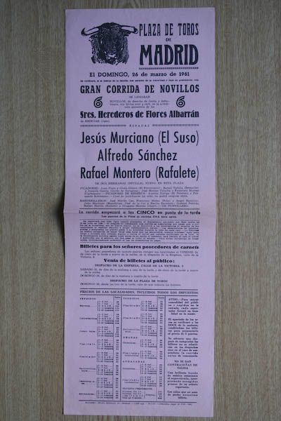 Cartel de toros de Madrid.