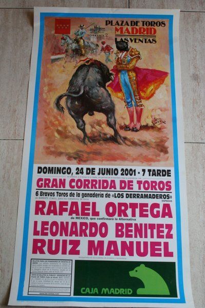 Cartel de toros de Madrid. 24 de junio de 2001. 
