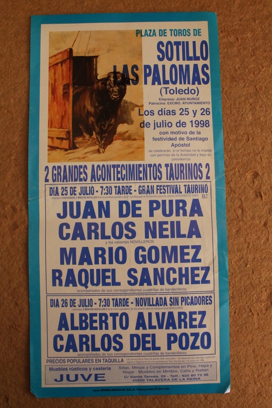 Cartel de toros de Sotillo de las Palomas. 25 y 26 de julio de 1989.