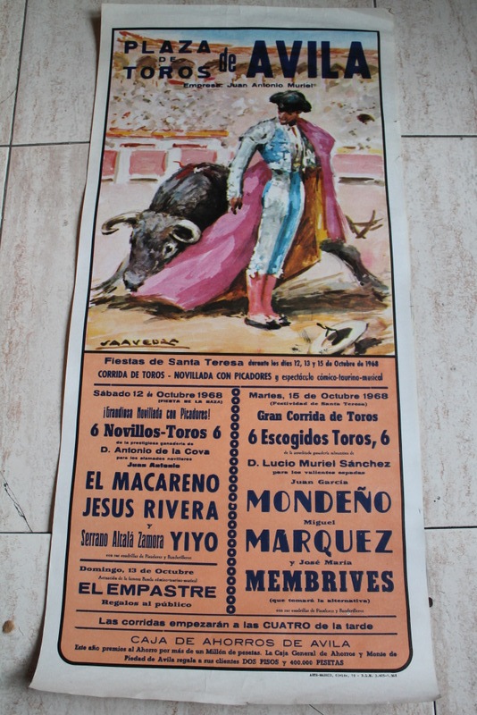 Cartel de toros de Ávila. 12, 13 y 15 de octubre de 1968.