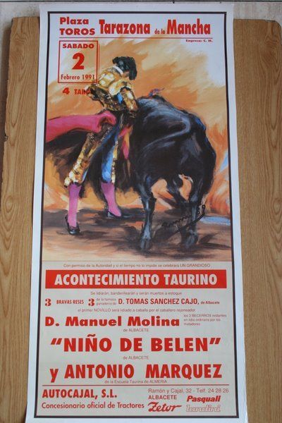 Cartel de toros de Tarazona de la Mancha. 2 de febrero de 1991. 