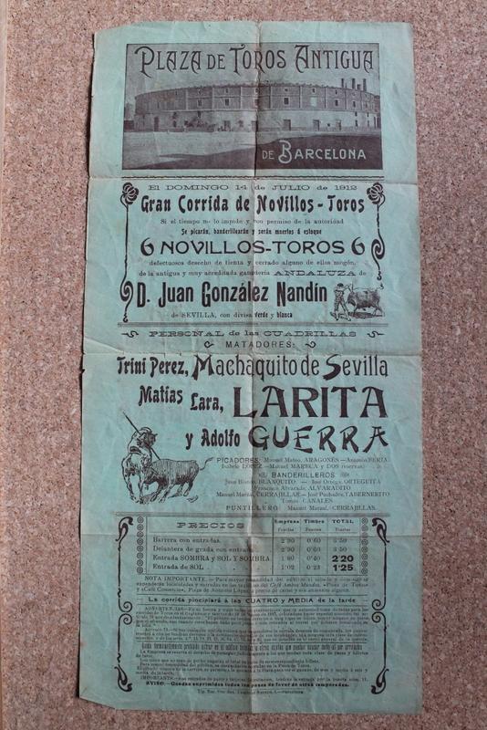 Cartel de toros de Barcelona. 14 de julio de 1912.