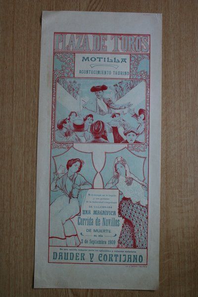 Cartel de toros de Motilla. 1909.