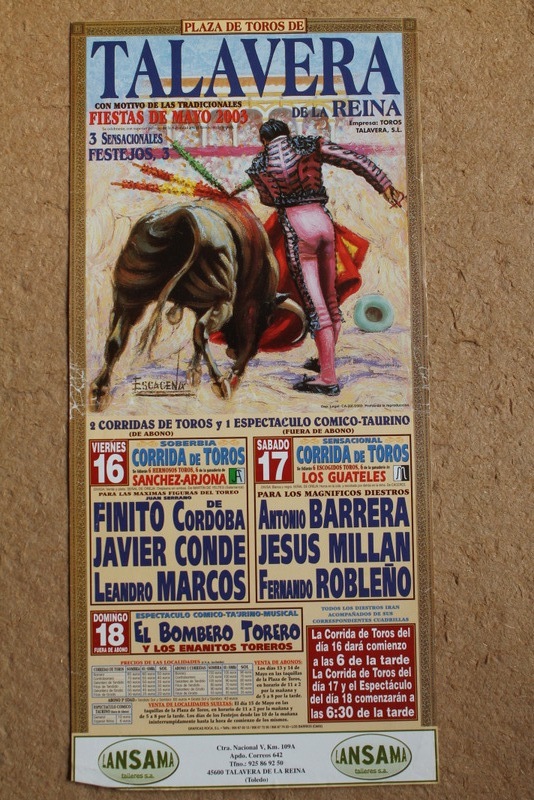 Cartel de toros de Talavera de la Reina. 16, 17 y 18 de mayo de 2003.