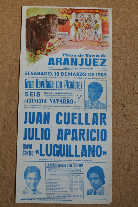 Cartel de toros de Aranjuez. 18 de marzo de 1989.