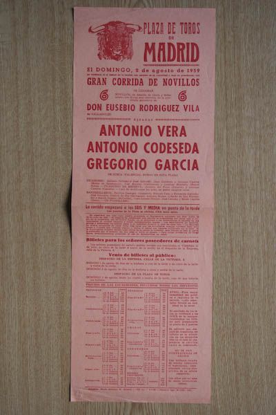 Cartel de toros de Madrid.