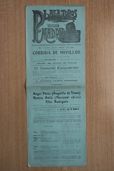 Cartel de toros de Madrid.