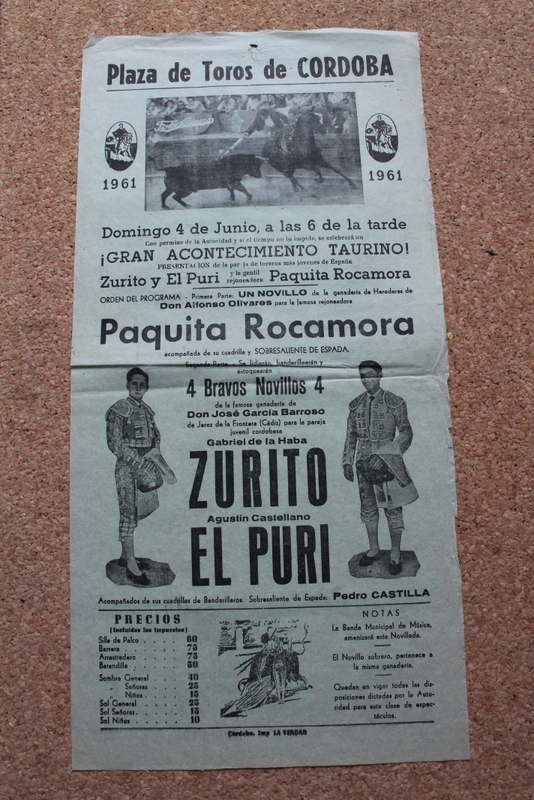 Cartel de toros de Córdoba. 4 de junio de 1961.