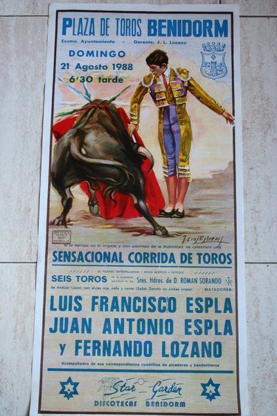 Cartel de toros de Benidorm. 21 de agosto de 1988. 