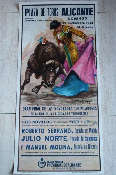 Cartel de toros de Alicante. 22 de septiembre de 1985.