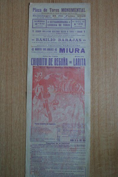 Cartel de toros de Barcelona. 1918.