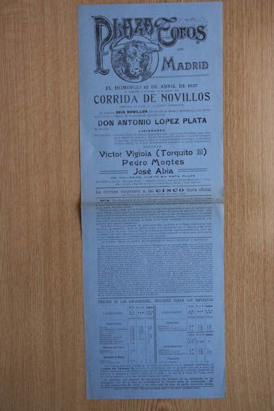 Cartel de toros de Madrid.
