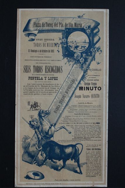 Cartel de toros del Puerto de Santa María. 4 de octubre de 1891.