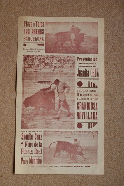 Cartel de toros de Las Arenas. Barcelona. 25 de agosto de 1935.