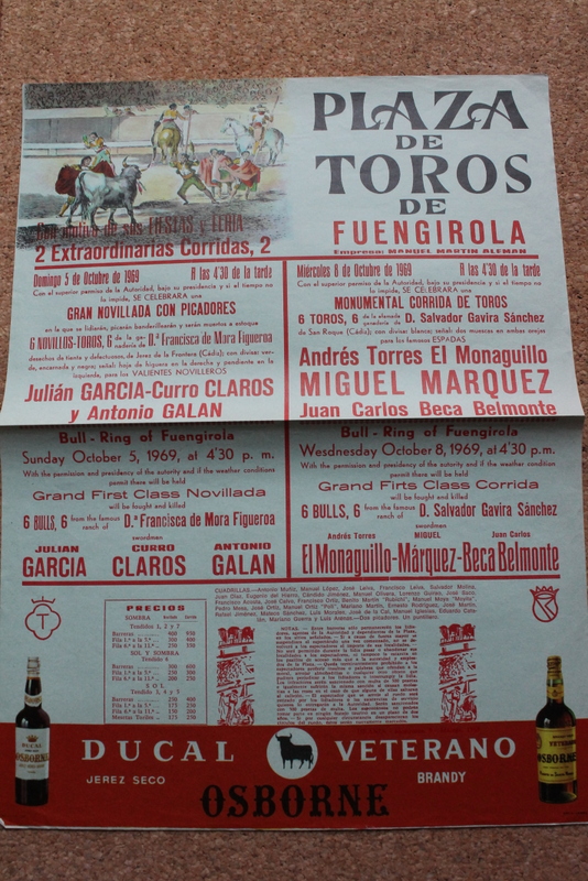 Cartel de toros de Fuengirola. 5 y 8 de octubre de 1969.