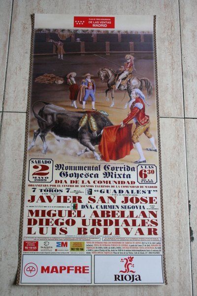 Cartel de toros de Madrid. 2 de mayo de 2009. Corrida goyesca mixta. 