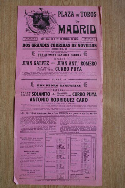 Cartel de toros de Madrid.