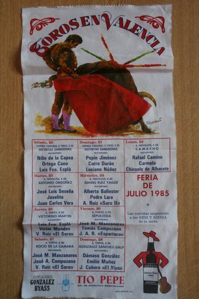 Cartel de toros de Valencia. Feria de Julio 1985.