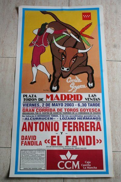 Cartel de toros de Madrid. Corrida Goyesca. 2 de mayo de 2003. 