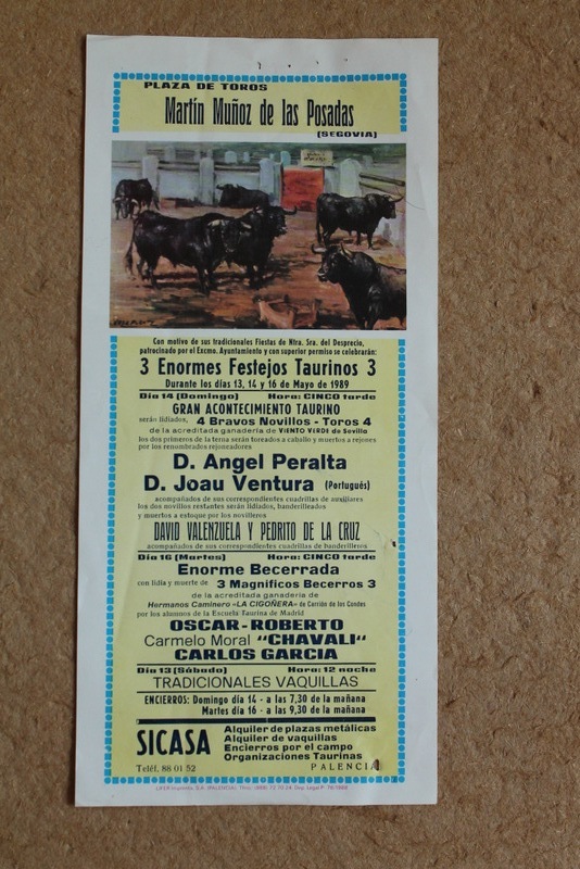 Cartel de toros de Martín Muñoz de las Posadas (Segovia). 13, 14 y 16 de mayo de 1989.