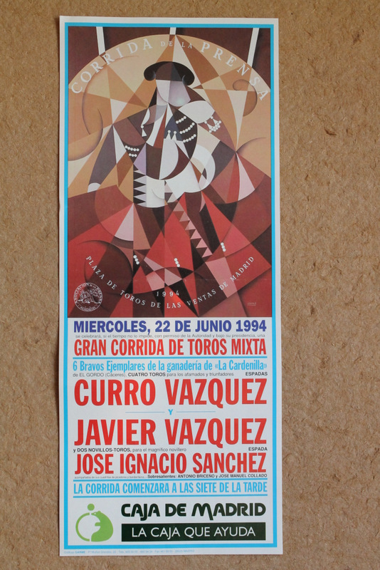 Cartel de toros de Madrid. 22 de junio de 1994. Corrida de la Prensa.