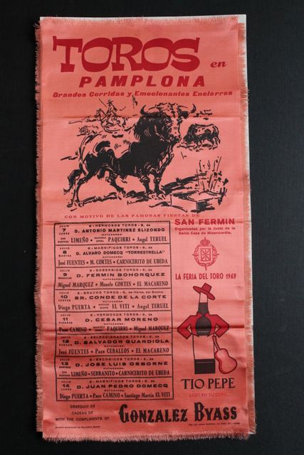 Cartel de toros de Pamplona. Fiestas de San Fermín. Días 7 al 14 de julio de 1969.