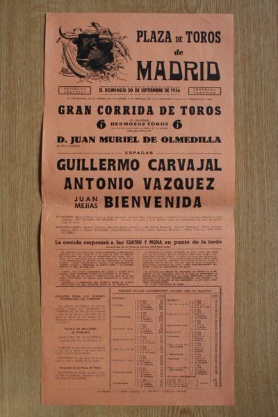 Cartel de toros de Madrid.