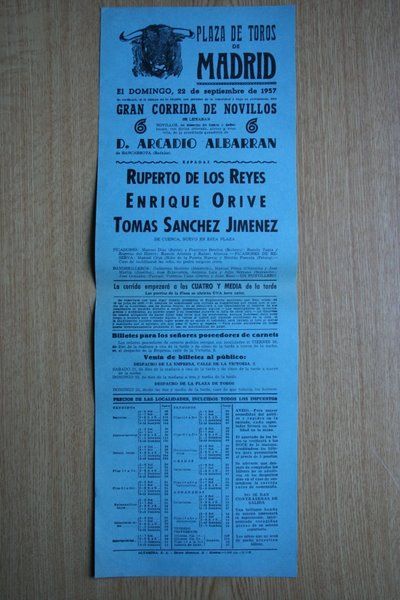 Cartel de toros de Madrid. 1957.
