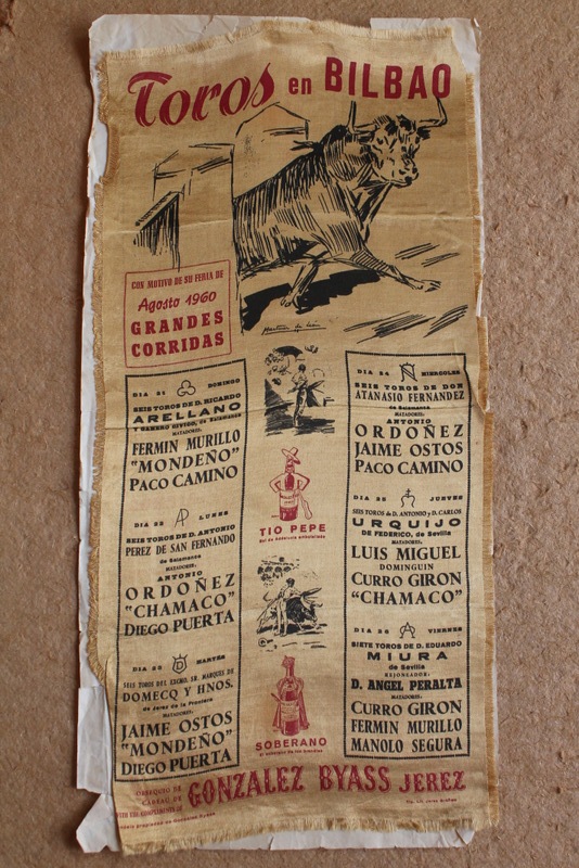 Cartel de toros de Bilbao. Feria de Agosto 1960. Grandes corridas. Días 21 al 26. 