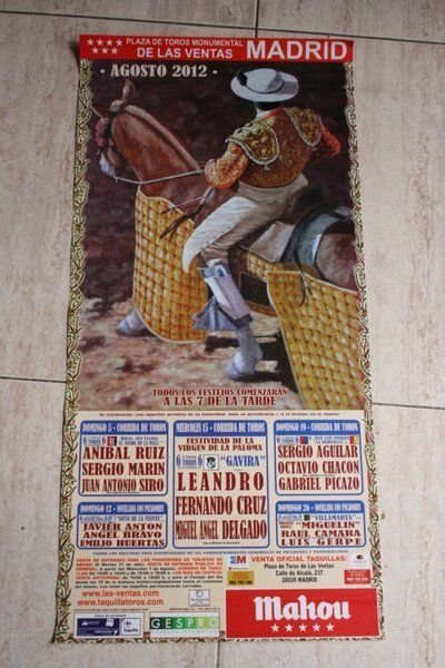 Cartel de toros de Madrid. Agosto 2012.