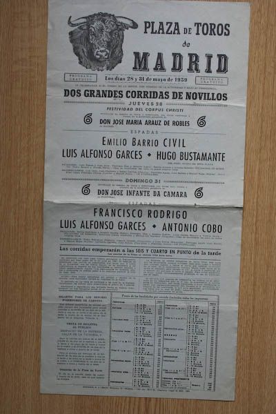 Cartel de toros de Madrid.