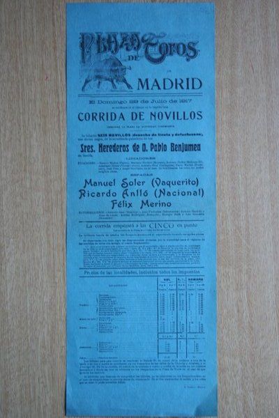 Cartel de toros de Madrid. 1930.