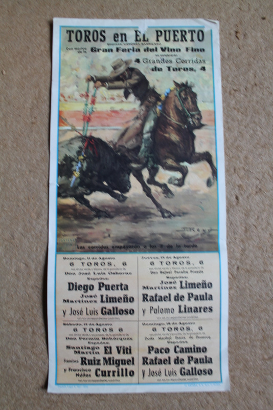 Cartel de toros de El Puerto. Gran Feria del Vino. 11, 15, 17 y 18 de agosto de 1974.