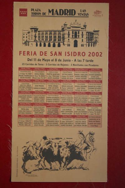 Cartel de toros de Madrid en seda