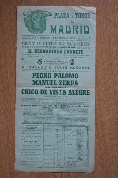 Cartel de toros de Madrid. 1955.
