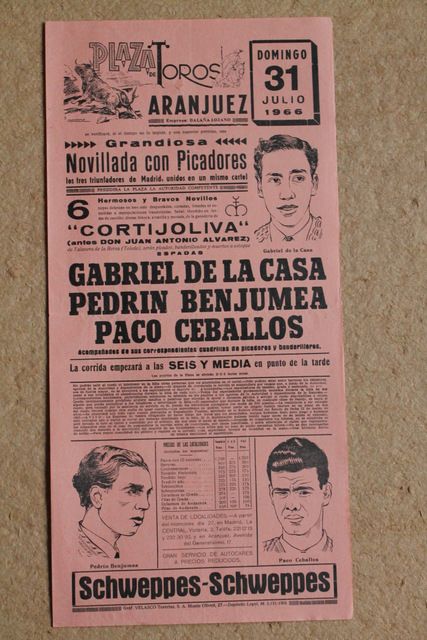 Cartel de toros de Aranjuez. 31 de julio de 1966.