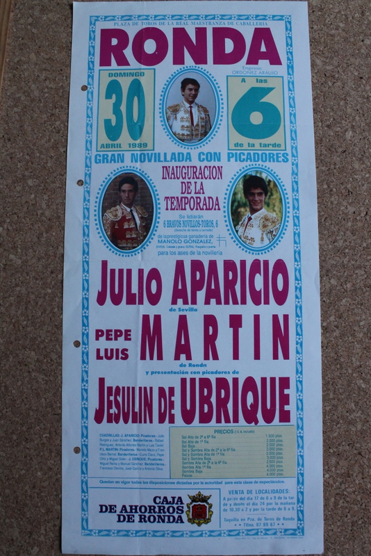Cartel de toros de Ronda. 30 de abril de 1989.