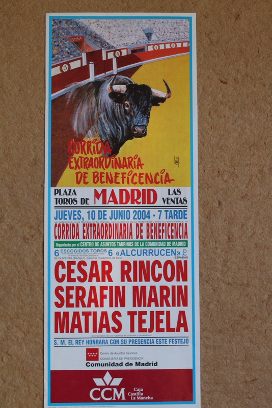 Cartel de toros de Madrid. Las Ventas. 10 de junio de 2004. Corrida de Beneficencia.