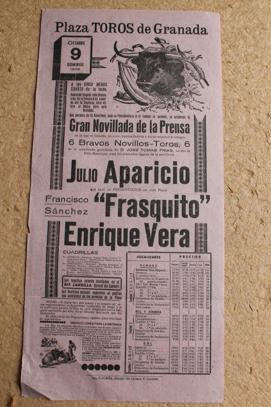 Cartel de toros de Granada. 9 de octubre de 1949.