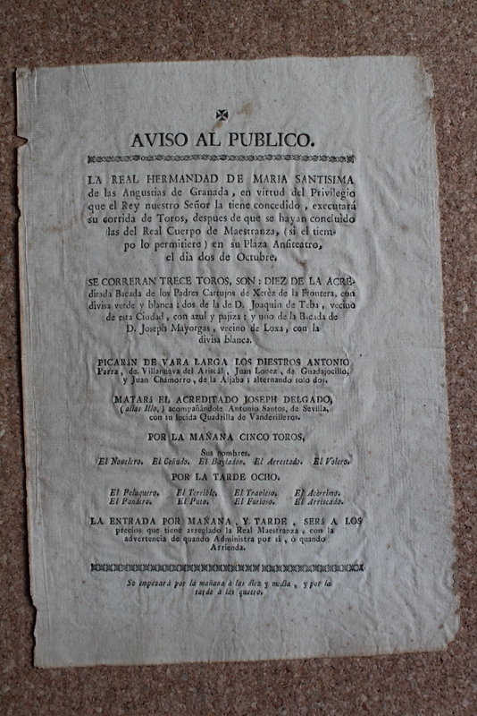  Aviso al público. La Real Hermandad de Nuestra Señora de las Angustias de Granada, 2 de octubre. 