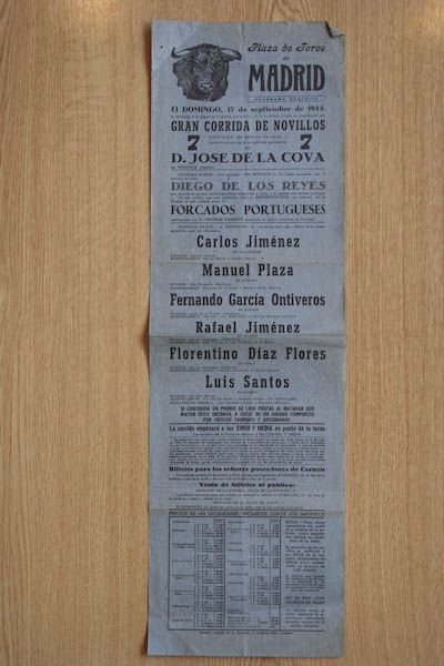 Cartel de toros de Madrid.