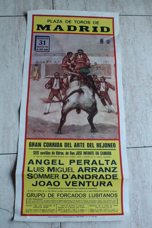Cartel de toros de Madrid. 31 de agosto de 1986. Gran Corrida del Arte del Rejoneo. 